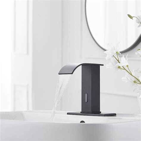 Bwe Matte Black Single Hole Touchless Bathroom Sink Faucet With Drain