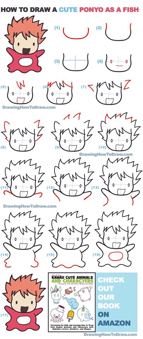 How To Draw Cute Kawaii Chibi Ponyo In Fish Form Easy Step By Step