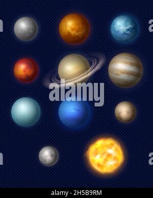 Planets Of Solar System Realistic Set Of Vector Space Astronomy Design