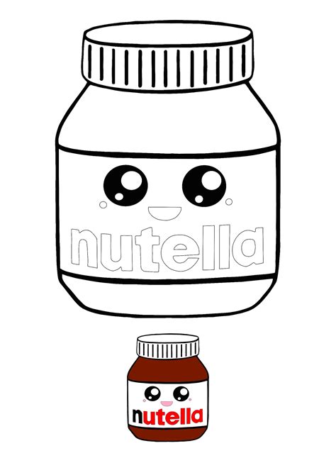 Kawaii Nutella Coloring Page With Sample Cute Coloring Pages Nutella