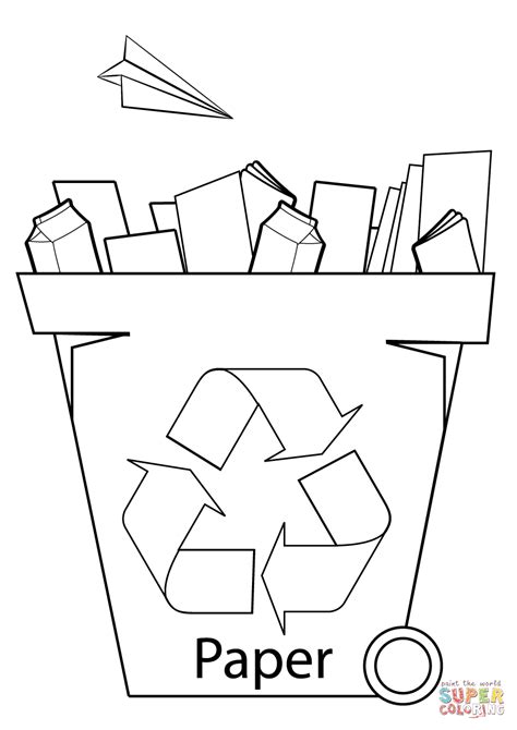 Paper Recycling Bin Coloring Page Free Printable Coloring Pages