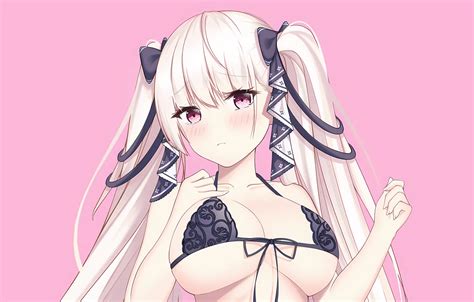 Wallpaper Girl Sexy Lingerie Bra Cleavage Long Hair Boobs Anime