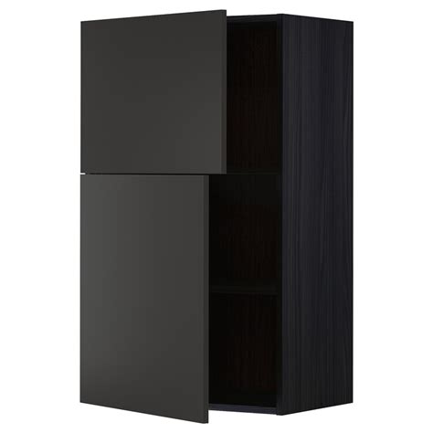 Metod Wall Cabinet With Shelves 2 Doors Black Nickebo Matt Anthracite 60x100 Cm Ikea