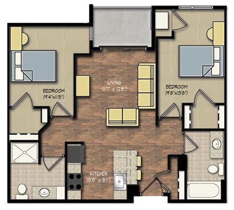 Park Place 2 Bedroom Floor Plans - Rent Madison