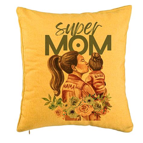 Декоративна възглавница модел Super MOM Babe 40x40 см жълта
