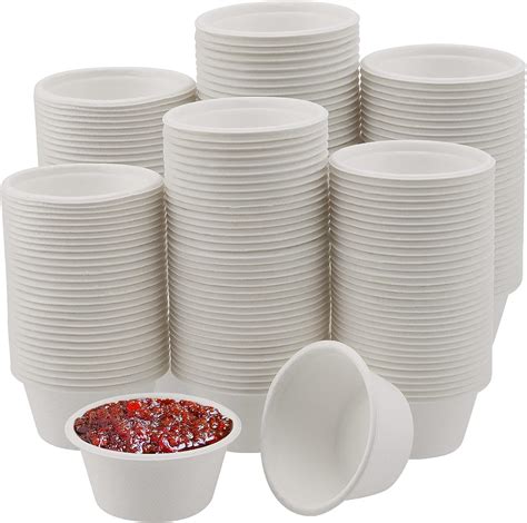 Amazon KEILEOHO 300 PCS 2 Oz Bagasse Fiber Souffle Cups White