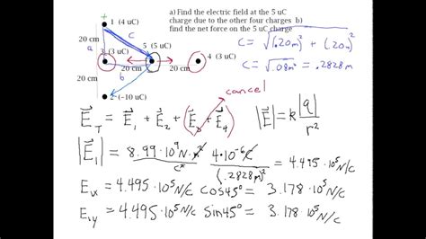 Electric Field Due To Point Charges Example Problem Youtube