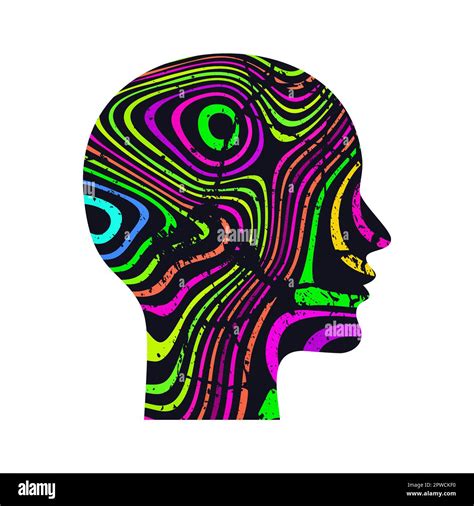 Woman Profile Silhouette Of Head With Concentric Psychedelic Pattern