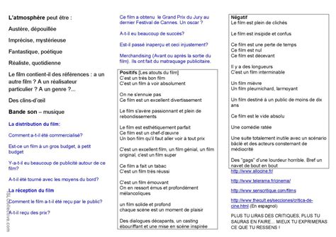 Fiche Oral Vocabulaire Critique Film…: Français FLE fiches pedagogiques