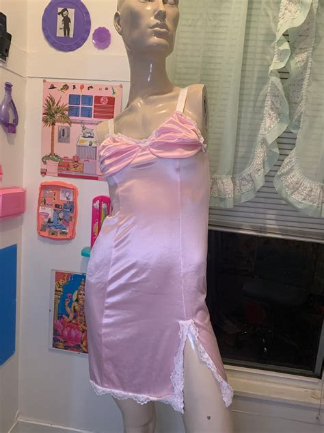 Pink Lingerie Dress Slip Xs Etsy