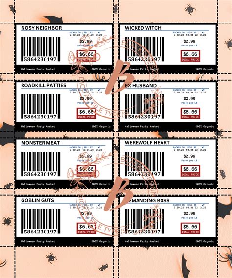 Editable Halloween Meat Labels Meat Labels Editable Meat Label