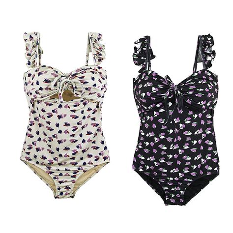 MAILLOT DE BAIN Femmes Bikini Floral Print Wave Edge One Pipe High High
