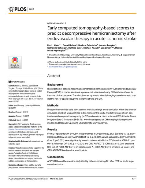 Pdf Early Computed Tomography Based Scores To Predict Decompressive