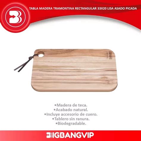 Tabla Madera Tramontina Rectangular 33x20 Lisa Picada Asado En Venta En