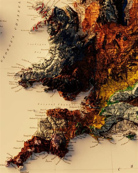 British Isles Map Relief Map Of British Islands Geoartmaps