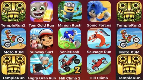 Temple Run 2 Tom Gold Run Minion Rush Sonic Forces Motor X3M Subway