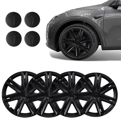 正規認証品 新規格 CYBERBEANS 4PCS for Tesla Model Y Wheel Cover Hubcaps Hub