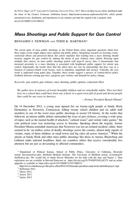 Pdf Mass Shootings And Public Support For Gun Control