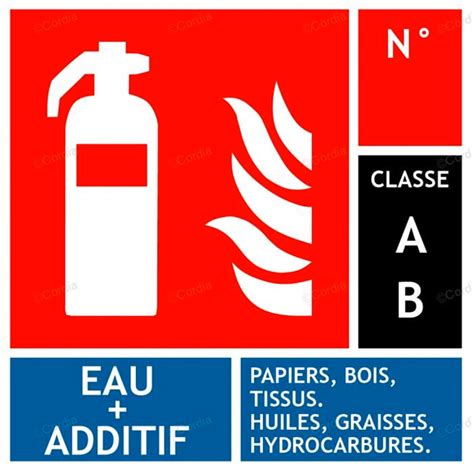 Panneau Carr X Mm Pour Extincteur Classe Ab Eau Additif La Bs