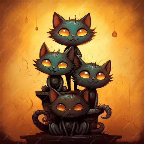 Premium Photo There Are Three Cats Sitting On Top Of A Pile Of Books