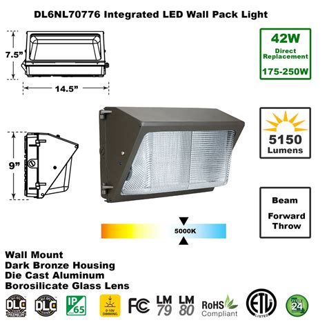 Buy 42W LED Wall Pack Light DLC and IP65 Rated - UL Listed | Direct ...