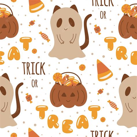 Premium Vector Trick Or Treat Pattern Sweet Halloween Candies