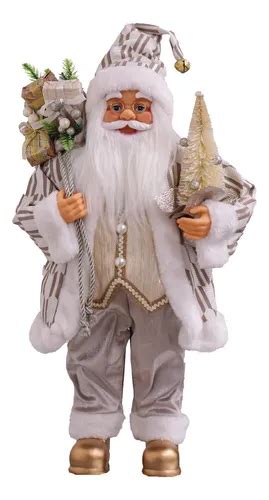 Muñeco de Papá Noel decoración navideña de lujo 40 cm varios modelos dorado y nude