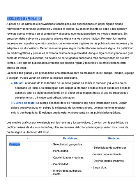 Redacción Publicitaria 2 Parcial Medios gráficos y prensa 1 A