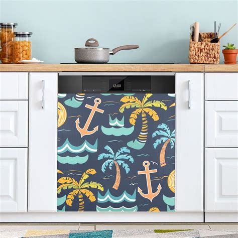 Retro Palm Trees And Spear Magnetic Dishwasher Cover Magnet