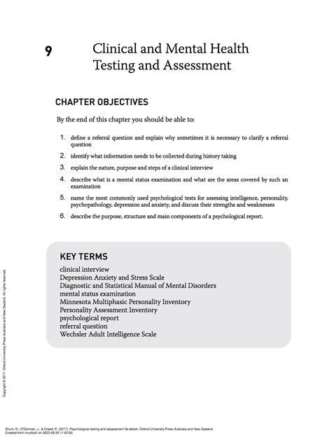 Week 12 Chapter 9 Clinical And Mental Health Testing And Assessment 9