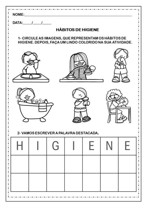 Atividades sobre Higiene para Educação Infantil