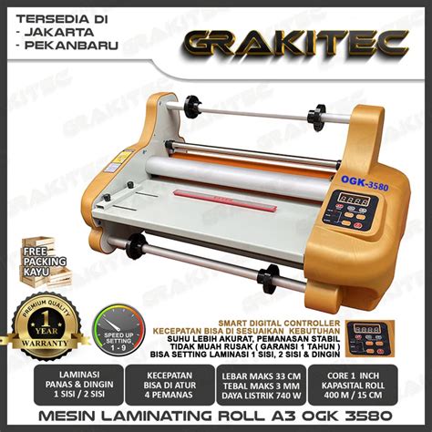 Mesin Laminasi Laminating Roll A3 Hot Roll Laminator OGK 3580