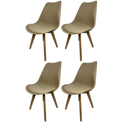 Kit Cadeiras Eames Leda Base Madeira Sem Braço Nude Leroy Merlin