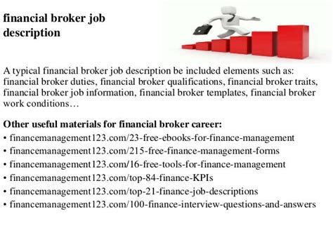 financial broker job description