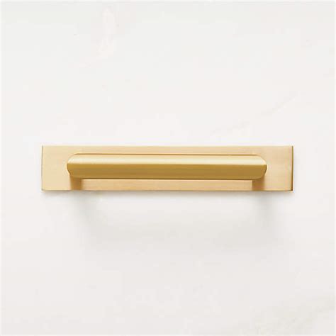 Curveaux Curved Brushed Brass Cabinet Handle With Backplate 6 Cb2 Canada