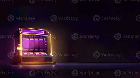 Purple and Golden Shiny Empty Slot Machine on Dark Background with Copy Space. Casino Game ...