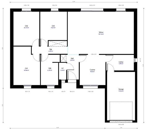 Plan de maison 3 chambres modèle Habitat Concept 51