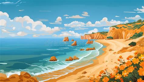 Sunny Shores Stock Illustration Illustration Of Artwork 321980592