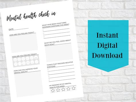 Printable Mental Health Check In Etsy