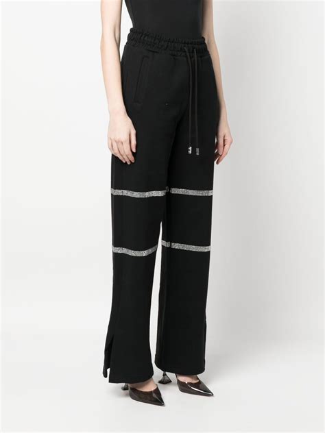 GCDS Rhinestone Embellished Trousers Black FARFETCH