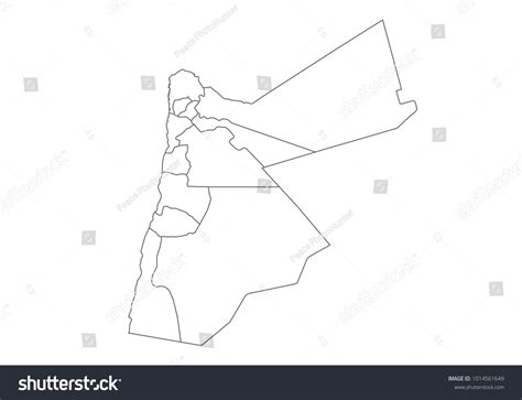 Jordan Map Country Borders Thin Black Stock Vector (Royalty Free ...