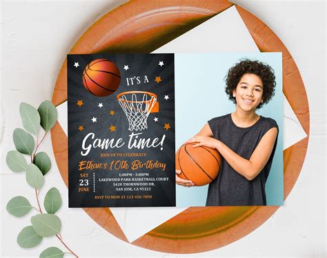 Basketball banquet invitation basketball birthday party invitation with ...