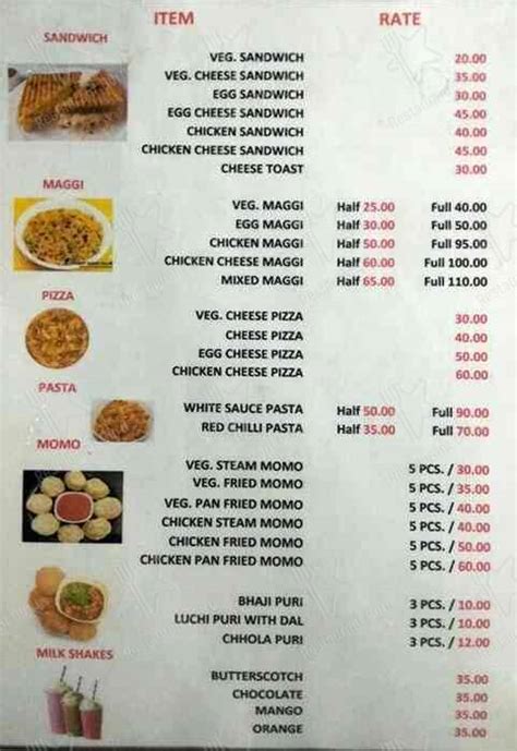 Menu At The Calcutta House Kolkata
