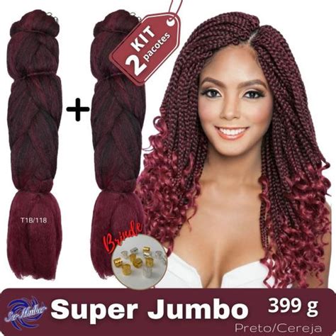 KIT de 2 Pacotes Super Jumbo Ser Mulher Cores Ombrés Para Tranças Box