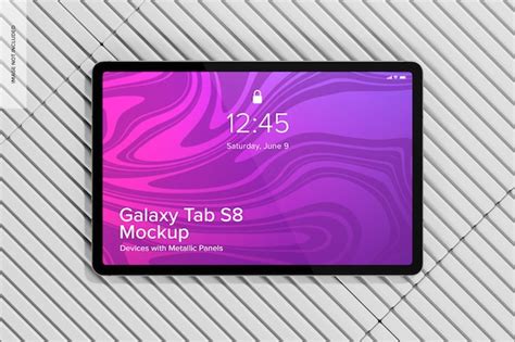 Galaxy Tab S8 Avec Panneaux Métalliques Mockup Vue Supérieure Psd Premium