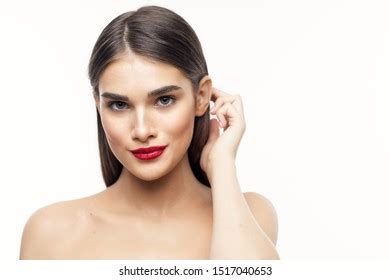 Beautiful Woman Naked Shoulders Charm Red Stock Photo 1517040653 Shutterstock
