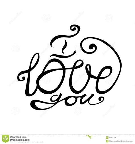 I LOVE YOU Hand Lettering Handmade Calligraphy Stock Vector