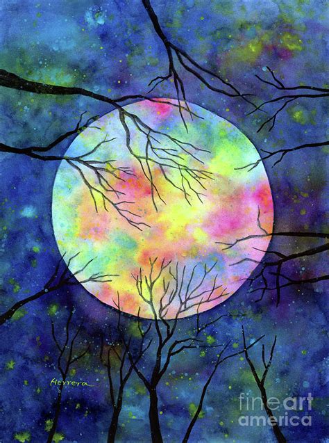 Colorful Moon Painting by Hailey E Herrera - Fine Art America