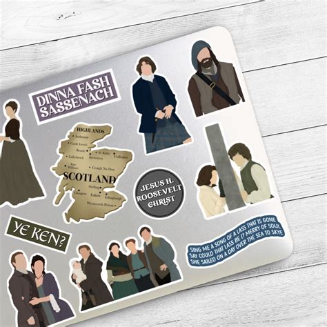 Outlander Stickers Jamie And Claire Fraser Outlander Gifts Sassenach