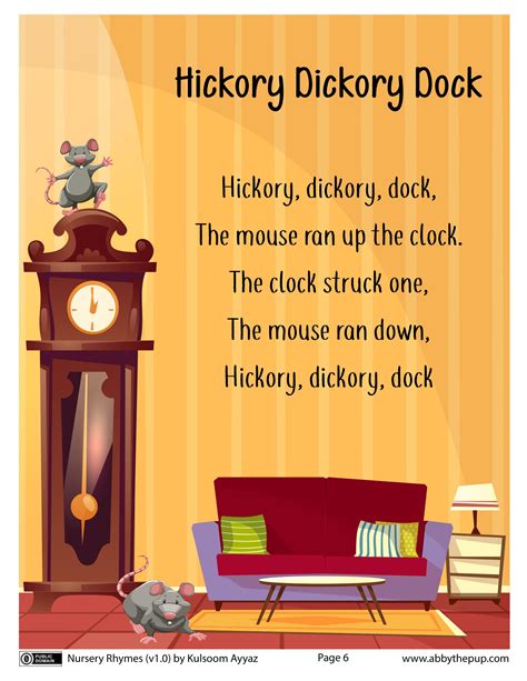 Hickory Dickory Dock Nursery Rhyme Free Printable Papercraft Templates